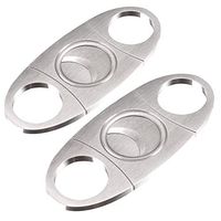 ggudd Cigar Cutter Guillotine Stainless Steel Double Cut Blade 2 Pieces (Silver x 2, 4 x 9 cm)