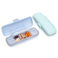 2 Pack Small Moisture Proof Pill Organizer - Travel Daily Pill Case for Pocket or Purse, Weekly Pill Box for Vitamin Fish Oil Supplements
