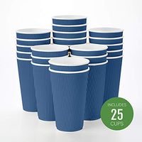 16 oz Midnight Blue Paper Coffee Cup - Ripple Wall - 3 1/2" x 3 1/2" x 5 1/2" - 25 count box - Restaurantware