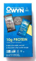 Owyn Only What You Need 100% Plant-Based Bars, 6 Dark Chocolate & Sea Salt, 6 Chocolate Chip Cookie Dough, 12 Bars (Variety Pack)
