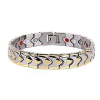 Healthy Stainless Steel Magnetic Bracelet 2 Tone Titanium Steel Magnetic Therapy Bracelet Health Care Bracelet W/Magnet 2000 Gauss (Metal Color : Titanium)