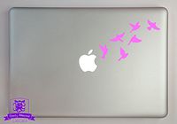 Overly Attached Decals Small Flock of Birds in Flight Vinyl Decal Sized to Fit A 15" Laptop - Pink
