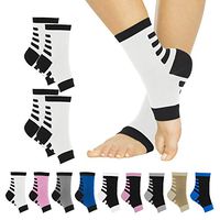 TruCompress Foot Compression Sleeve (2 Pairs) 20-30mmHg - Men, Women Arthritis Plantar Fasciitis Socks for High Arch, Heel Spur Support - Toe Wrap, Runner Leg Circulation Pain Relief, Ankle Splint