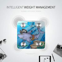 Cartoon Pirate Shark with Shipwreck Bathroom Body Scale Scales for Body Weight Electronic Scale Tracks 8 Key Compositions Analyzer Sync with Fitness Apps 400 Lbs