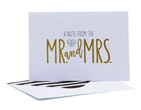 Roobee Set of 50 Wedding Note Cards (A Note From The Mr. and Mrs.) Gold and Silver (Mr. & Mrs.)