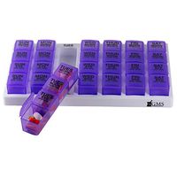 GMS 7 Day Pill Organizer Tray - Large with Removable Daily Pill Boxes with 4 Compartments Each for Reminding, Organizing, and Storing Medications, Pills, Vitamins, and Prescriptions - Purple