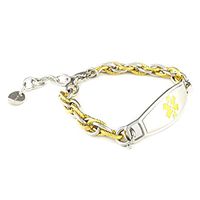 Women's Medical Alert ID Bracelet | New Adjustable Size | Free Engraving Included | Pegasus | Gold | Fits Wrists 5.75" - 8"