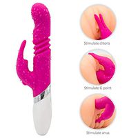 Rotating & Thrusting Large Size Rabbit Toys with 12 Speeds，Medical Silicone Waterproof Rechargeable Cordless Massage Wand