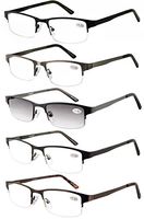 Eyecedar Metal Half-Frame Reading Glasses Men 5-Pack Spring Hinges Stainless Steel Material Includes Sun Readers +1.50
