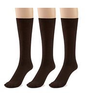 Silky Toes 3 or 6 Pack Women's Diabetic Premium Soft Non-Binding Cotton Dress Socks, Also Available In Plus Sizes (Queen (13-15), Brown -3 Pairs)