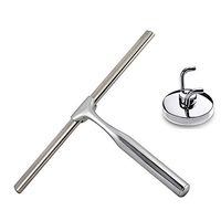 FZ FUTURE Window Cleaner Tool, Brush Window Wiper, All-Purpose Stainless Steel Window Squeegee with Suction Hook, for Mirror Window Car Glass Cleaning