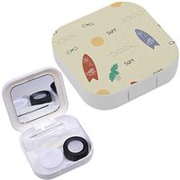 Portable Contact Lens Case Box Travel Kit Mirror + Bottle + Tweezers Container Holder [ Surfing Doodle Old ]