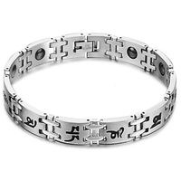 Starryinter Men's Titanium Magnetic Bracelet with Buddhist Sankrits-BR290 (A)