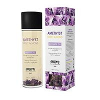 Amethyst Sweet Almond Crystal Infused Sensual Massage & Body Oil by EXSENS | Moisturizer for Skin & Hair | Certified Organic, Vegan, Paraben Free, Non GMO, Natural Fragrance | 100 ml - 3.8 fl.oz