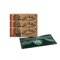 Zig Zag Unbleached 1 1/4 Papers (3 Packs) with Leaf Lock Gear Smell Proof Pouch