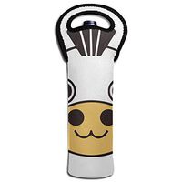 NO4LRM Cartoon Cow Face Unique Design Neoprene Wine Beverages 1-Bottle Tote Bag Cold Keeper with Secure Soft-Grip Handles, Lightweight and Durable