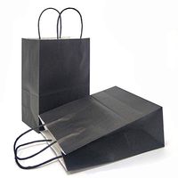 AZOWA Gift Bags Black Kraft Paper Bags with Handles (7.5 x 3.9 x 9.8 in, 12 CT)