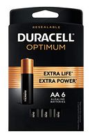 Duracell Optimum AA Batteries | Premium Double A 1.5V Alkaline Battery | Convenient, Resealable Package | Made in USA | 6 Count