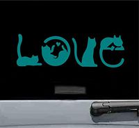 Cat love Vinyl Decal Sticker (TEAL)