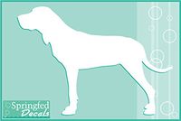 BLUETICK COONHOUND Dog Silhouette Cut Vinyl Decal in White #1 4" Car Truck Laptop Decal