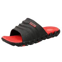 Yomiafy Men's Leisure Massage Health Slippers Outdoor Non-Slip Beach Home Shower Sandals(Red,US:8.5)