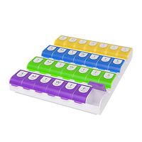 Ezy Dose Easy Fill (7-Day) Pill, Medicine, Vitamin Organizer Box | Weekly, 4 Times a Day, AM PM | Large Compartments | Colored Lids