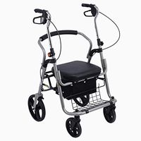 Rollator Walker with Seat, Folding Mobility Rolling Walker, Folding Transport Chair Innovative Medical 4 Wheeled Adult Walker Rollator,Suitable for The Elderly