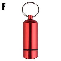 Gracefulvara Waterproof Medicine Bottle Case Container, Aluminum Drug Pill Box with Keychain (red)