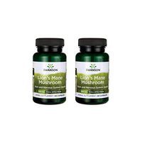 Swanson Lion's Mane Mushroom Memory Support Mental Focus Brain Booster Herbal Supplement Hericium Erinaceus (Mycelium Biomass) 500 mg 60 Capsules (2 Pack)
