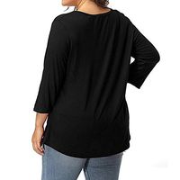 Mlide Blusas básicas con Manga 3/4 para Mujer Blusas con Camiseta en Color LISO Black