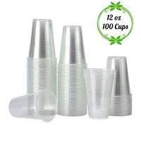 TashiLiving [ 12oz-100 Clear Plastic Coffee Disposable Transparent hot and Cold drink Cups for Water, Tea, Juice, Soda, Milk, 12 Ounce, BPA-Free