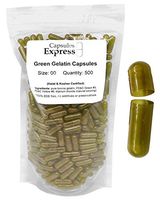 Capsules Express- Size 00 Green Empty Gelatin Capsules 500 Count - Kosher and Halal Certified - Gluten-Free Pure Bovine Gelatin Pill Capsule - DIY Powder Filling