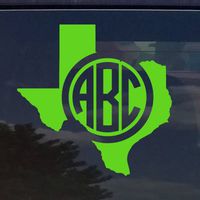 Texas Custom Circle Monogram Initials Vinyl Decal Sticker for Cars YETI Cup Laptop (5"x5", Lime Green)
