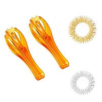 Kasmena 2Pcs Hand Handheld Finger Roller Massager with 2Pcs Acupressure Massage Rings,Blood Circulation Tool Hand Circulation Massage Roller Tool