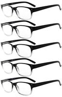 Eyekepper Design Reading Glasses-5 Pack Black-Clear Frame Glasses for Women Men Reading,+2.50 Reader Eyeglasses