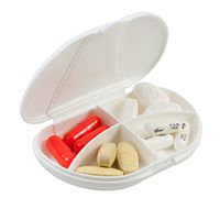 Pocket GMS/Vitacarry Pill Box W/4 Compartments Holds up to 20 Pills Actual Size: 3.0”W x 2.0”D x .6”H color white