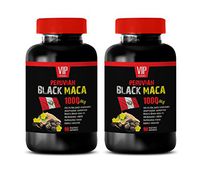 Muscle Mass Building Supplements - Peruvian Black MACA 1000MG - Black maca gelatinized Capsules - 2 Bottles 180 Vegetable Capsules