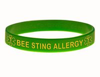 Bee Sting Allergy ID Bracelet Wristband - Green - 8-1/4 Inches - Large