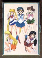 Sailor Moon Pretty Group Image Double-Sided Cigarette Case, ID Holder, Wallet with RFID Theft Protection