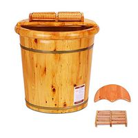 Foot Tub, Fragrant Cypress Wood Foot Basin Wooden Bucket, Thickening Foot Spa Wooden Tub，with lid，Shiatsu Massage Can Relieve Fatigue (Size : A)