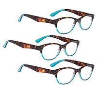 READING GLASSES 3 pack with Great Value Cat-Eye Readers for Women (Tortoise Blue, 1.00)