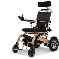 Lightweight Foldable Power Wheelchair,Desk-Length Arms and Elevating Leg Rests,Drive with Power or use as Manual Wheelchair,Aerospace Aluminum Crafted Design,Gold