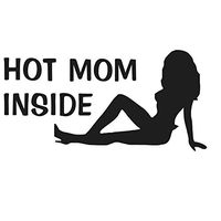 HOT MOM INSIDE Silhouette - 6" wide (Color BLACK) decal laptop tablet skateboard car windows stickers