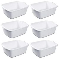 STERILITE Plastic Rectangular Dish Pan, White, Pack of 6