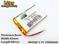 3.7V 2500mAh 904568 Lithium Polymer Ion Rechargeable Battery Lithium Polymer Li-Po Battery for MP4 GPS MP3 Bluetooth Stereo DIY Gift