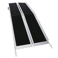 Fullwatt 8 FT Non Skid Aluminum Portable Wheelchair Ramp Folding Portable Wheelchair Scooter Ramp with Carrying Handle