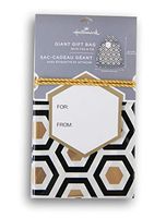 Wedding Shower Oversize Plastic Bag with Gift Tag - Black, White, Gold - 36 x 56 Inches