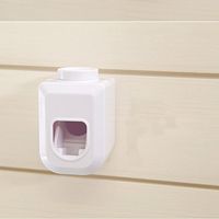 BESTOMZ Wall Mounted Automatic Dustproof Toothpaste Dispenser Hands Free Toothpaste Squeezer (White)