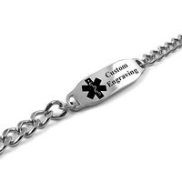 My Identity Doctor - Custom Engraved Medical Bracelet, 5mm 316L Steel for Kids and Adults, Small - Black - Wrist Size 7 Inch