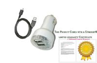 UpBright NEW Car Two USB Ports DC Adapter + USB Cable For Doro PhoneEasy 621 622 624 625 626 Phone Easy Cell Phone Mobile Phone Auto Vehicle Boat RV Camper Cigarette Lighter Plug Power Supply Cord Cable Battery Charger PSU